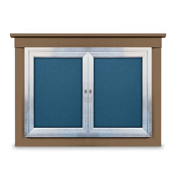 18"x24" 1-Door Enclosed Outdoor Letterboard, Hdr, Blue Felt/Black